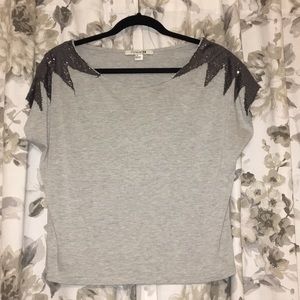 Sequin Shoulder Crop Top